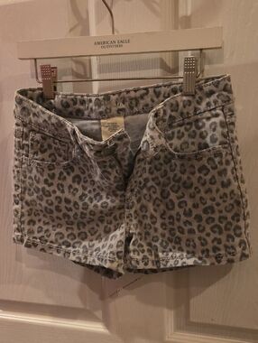 Gray Leopard Print Jean Shorts